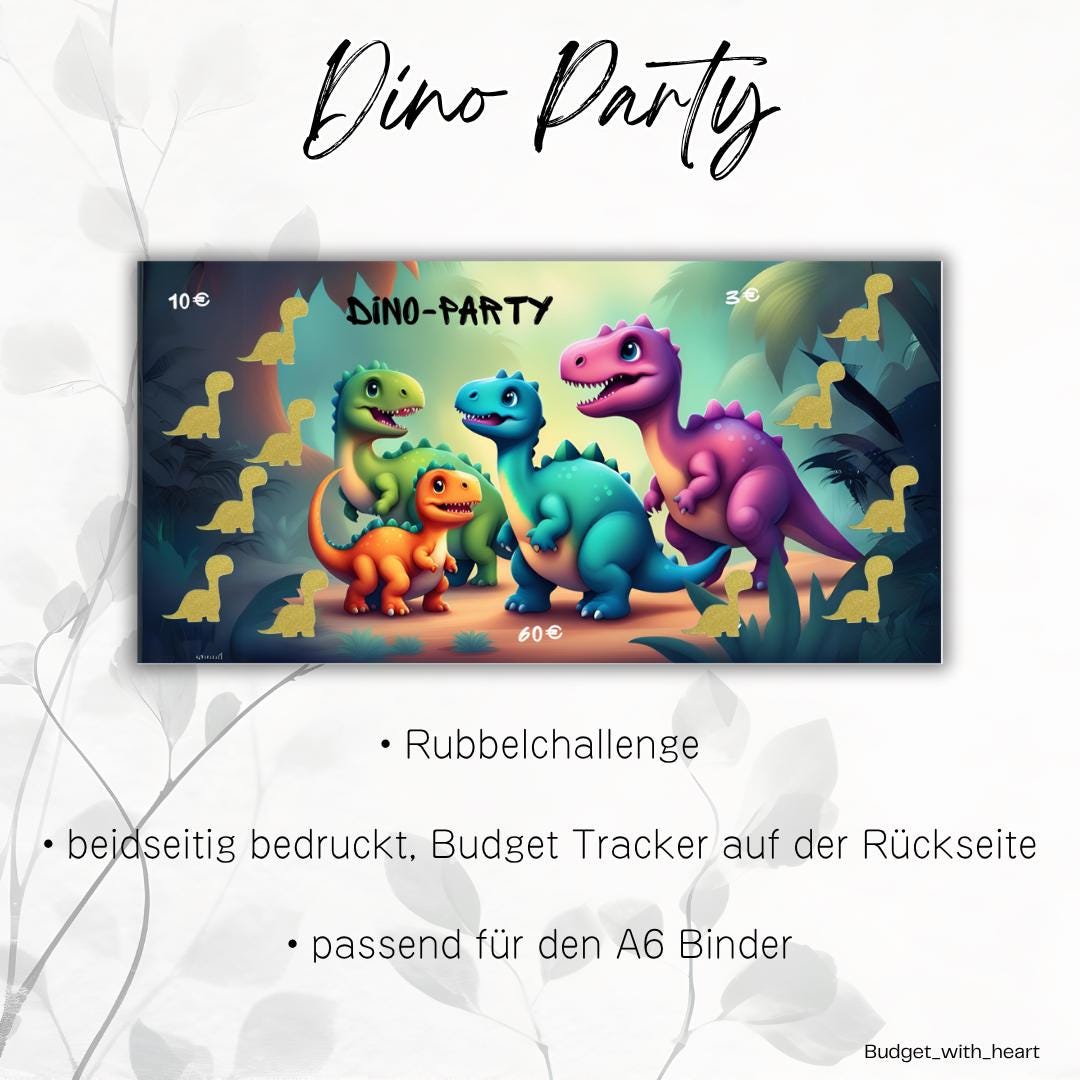 Dino Sparchallenges, Budgeting, Umschlagmethode, passend für A6 Binder