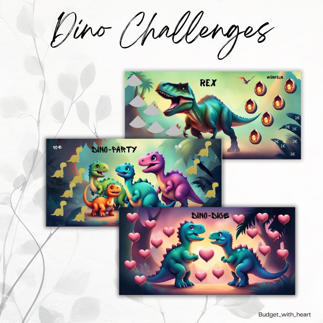 Dino Sparchallenges, Budgeting, Umschlagmethode, passend für A6 Binder