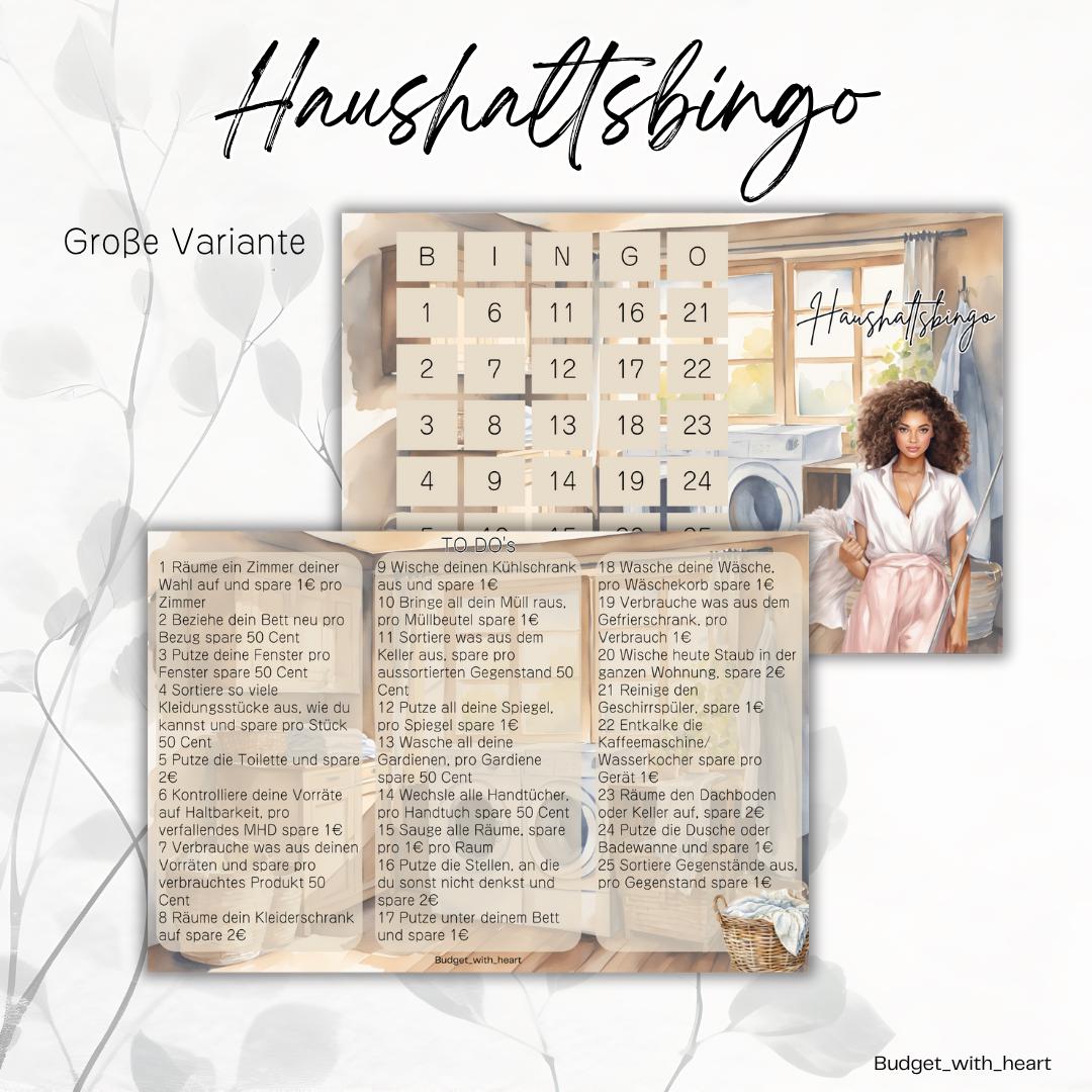Haushalts- Bingo Spar Edition, Budgeting Bingo, Umschlagmethode, passend für den A6 Binder