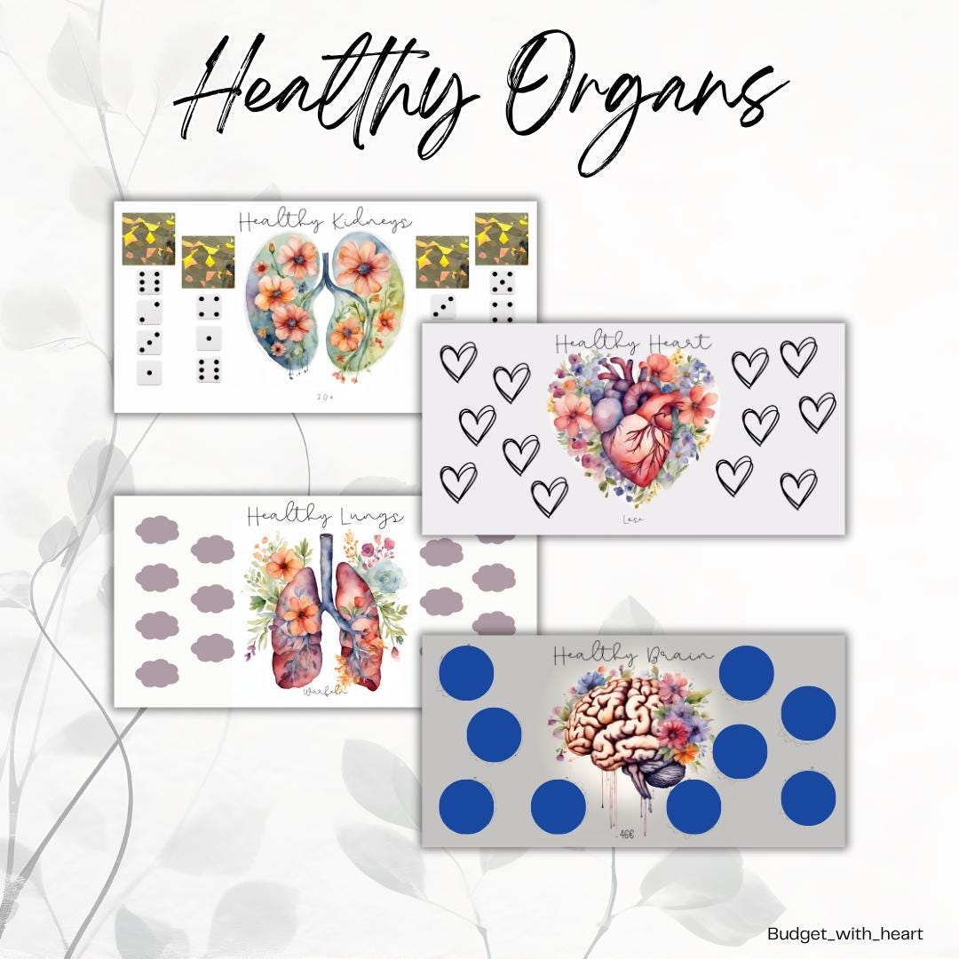Healthy Organs Sparchallenges, Sparchallenge, Budgeting, passend für A6 Binder