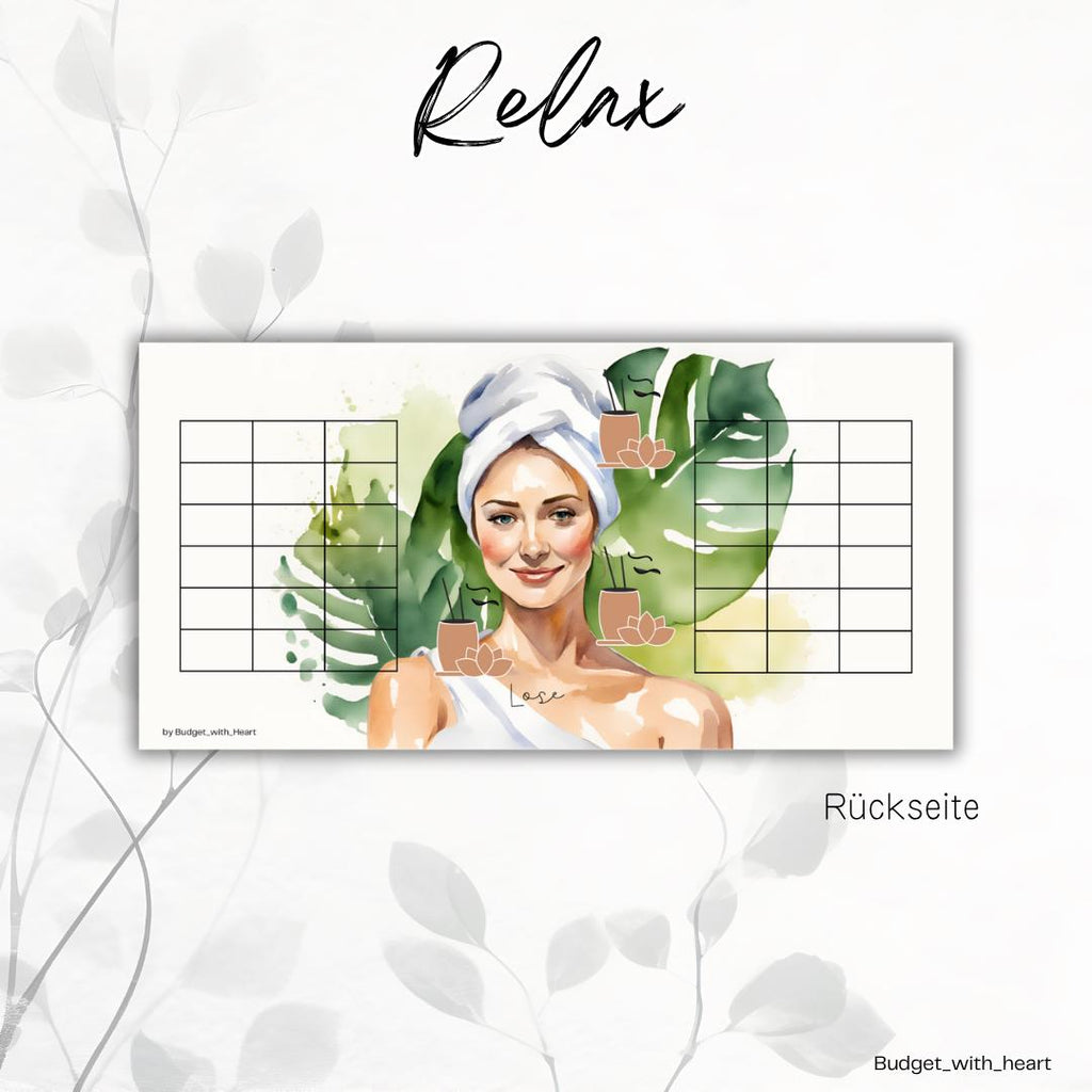 Relax Sparchallenge, Umschlagmethode, Budgeting, passend für A6 Binder
