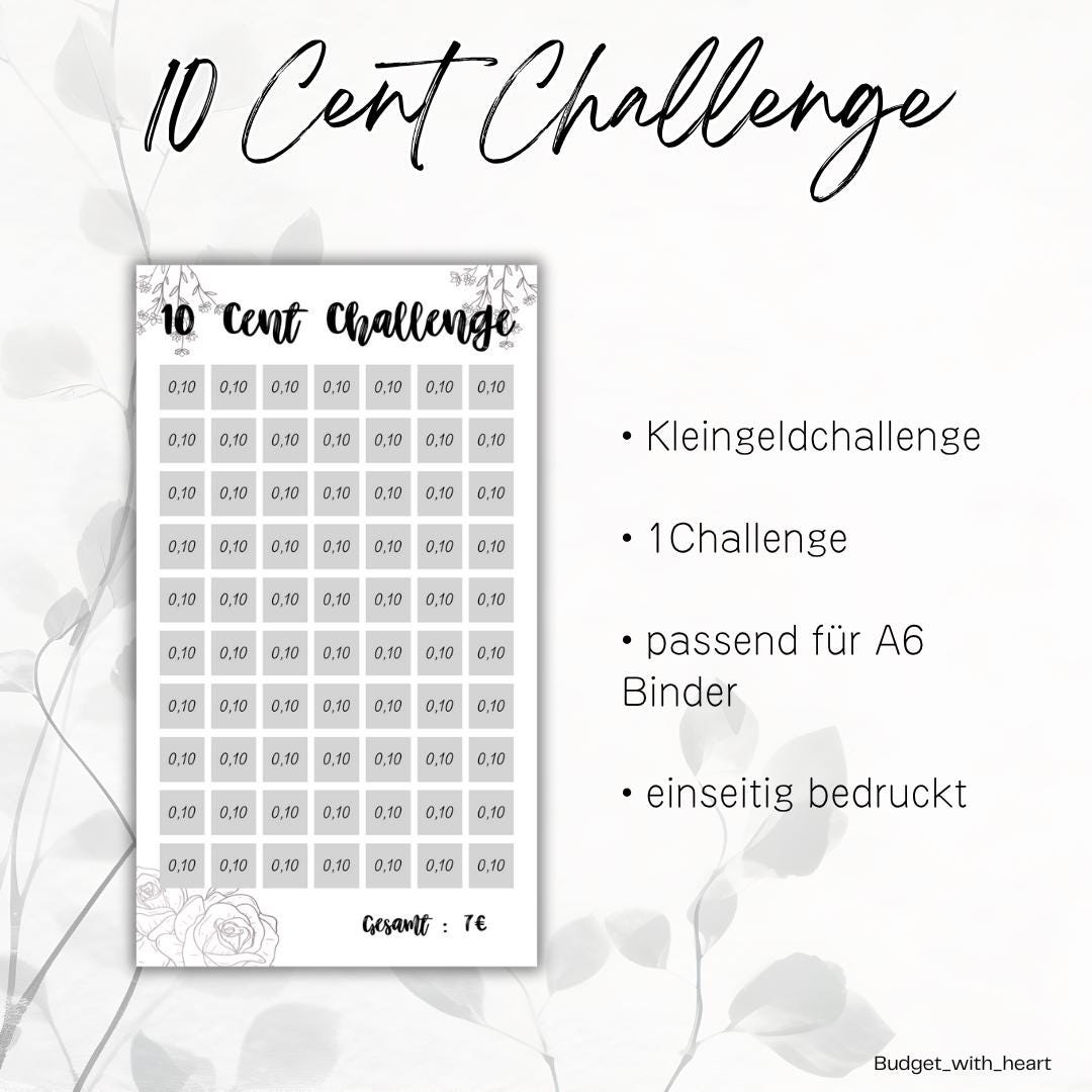 10 Cent, 20 Cent, 50 Cent, 1 Euro, 2 Euro Challenge, Kleingeld Challenge