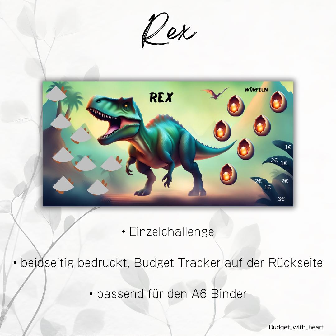 Dino Sparchallenges, Budgeting, Umschlagmethode, passend für A6 Binder