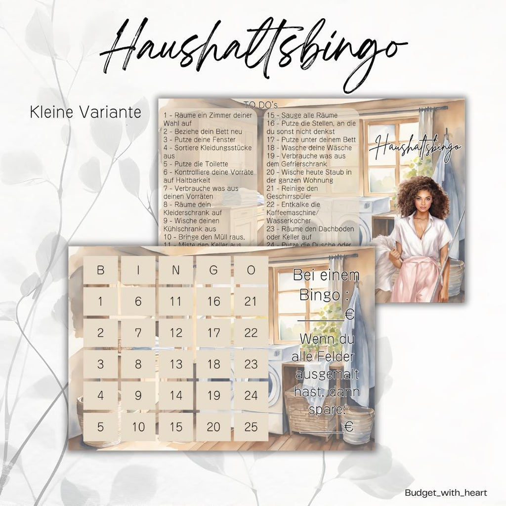 Haushalts- Bingo Spar Edition, Budgeting Bingo, Umschlagmethode, passend für den A6 Binder